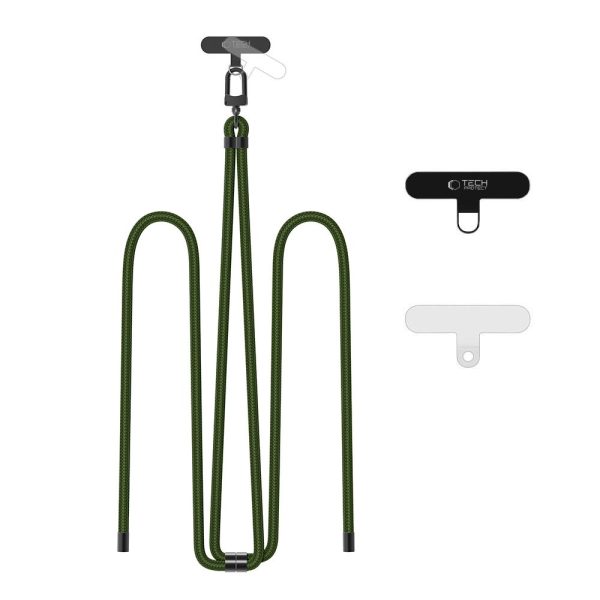 Viedtālruņa kulona kaklarota ar regulējamu aukliņu - olīvkrāsas