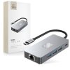 9in1 centrmezgla adapteris USB-C USB-A HDMI SD TF RJ45 4K 60Hz - pelēks