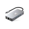 9in1 centrmezgla adapteris USB-C USB-A HDMI SD TF RJ45 4K 60Hz - pelēks