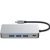 9in1 centrmezgla adapteris USB-C USB-A HDMI SD TF RJ45 4K 60Hz - pelēks