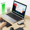 9in1 centrmezgla adapteris USB-C USB-A HDMI SD TF RJ45 4K 60Hz - pelēks