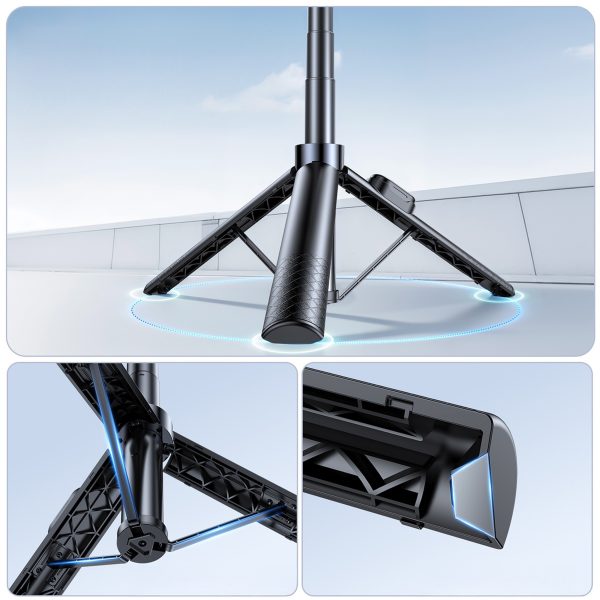 Selfiju nūja ar viedtālruņa turētāju, teleskopiska statīva 1,7 m - melna