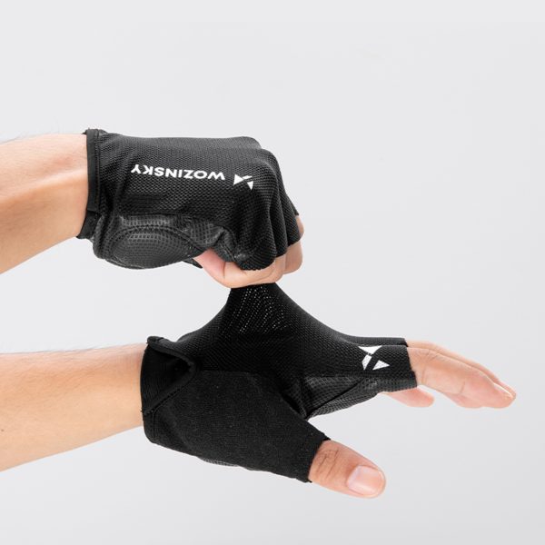 Neslīdoši riteņbraukšanas cimdi bez pirkstiem, XL izmērs - melni