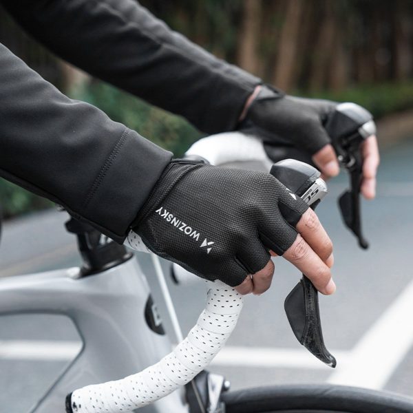 Neslīdoši riteņbraukšanas cimdi bez pirkstiem, XL izmērs - melni