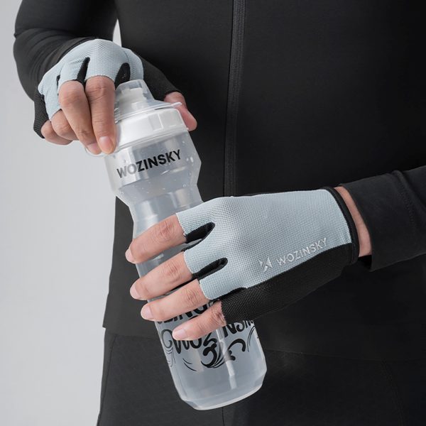 Velosipēda cimdi bez pirkstiem, M izmērs - pelēki