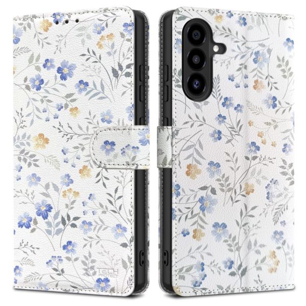 Mākslīgās ādas maciņš Samsung Galaxy A26 5G / A17 4G / 5G Wallet - margrietiņas ar lapām