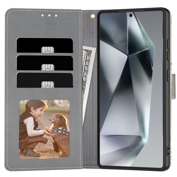 Mākslīgās ādas maciņš Samsung Galaxy A26 5G / A17 4G / 5G Wallet - margrietiņas ar lapām