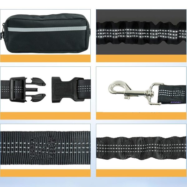 Gurnu josta skriešanai ar suni ar somu un elastīgu pavadu - melna