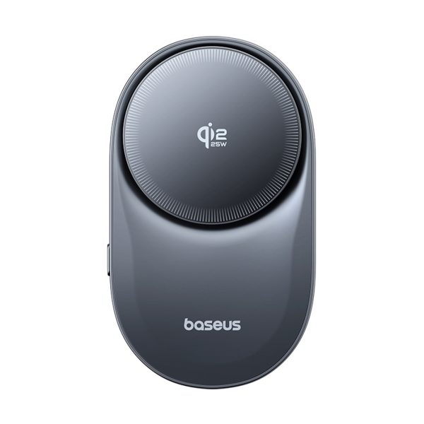 Magnētiskais automašīnas turētājs ar Qi2.2 režģa lādētāju un ventilatoru - melns