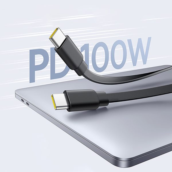 2-in-1 USB-C 100W izvelkams kabelis 1,2 m - melns