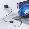 2-in-1 USB-C 100W izvelkams kabelis 1,2 m - melns