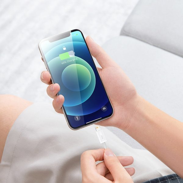 USB-A kabelis - iPhone Lightning Dynamic Series 2.4A 1m - Balts