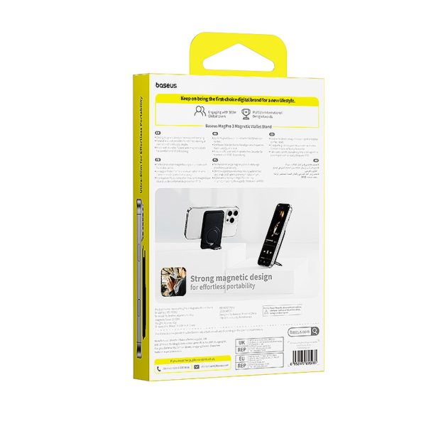 Magnētiskā karšu maciņš ar MagSafe statīvu - melns