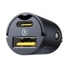USB-A USB-C 30W automašīnas lādētājs - melns