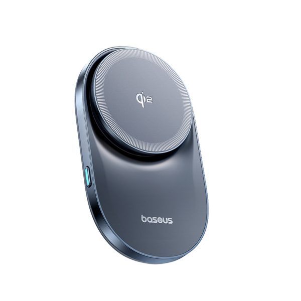 Magnētiskais turētājs ar induktīvo lādētāju viedtālruņiem uz gaisa atveres Qi2 - melns