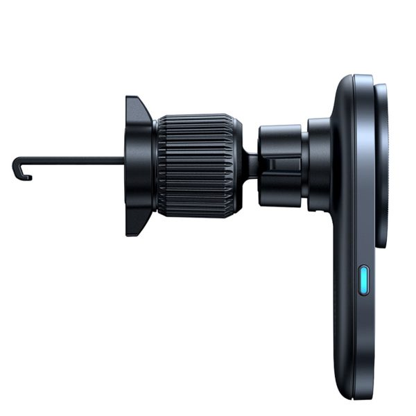 Magnētiskais turētājs ar induktīvo lādētāju viedtālruņiem uz gaisa atveres Qi2 - melns