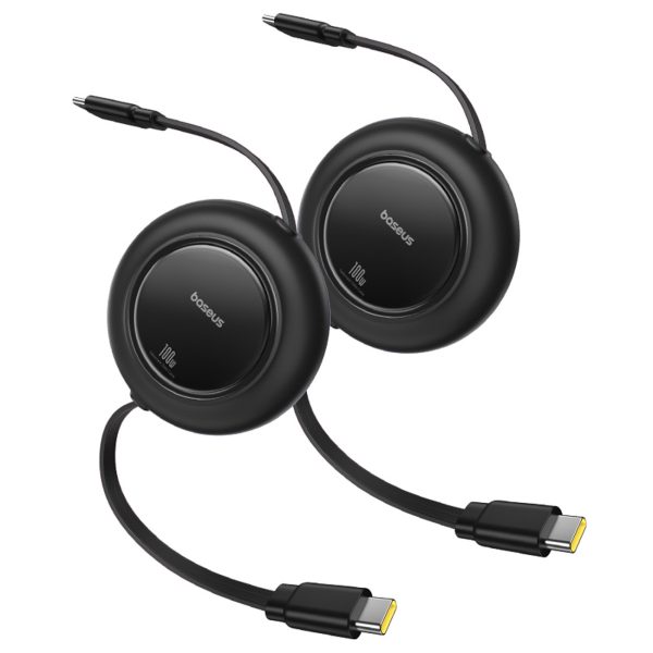 Ievelkams USB-C kabelis 100W 2m melns - 2 gab.