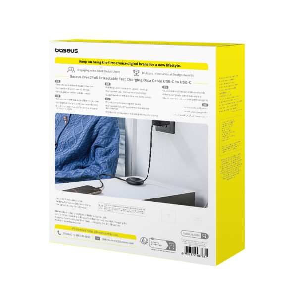 Ievelkams USB-C kabelis 100W 2m melns - 2 gab.