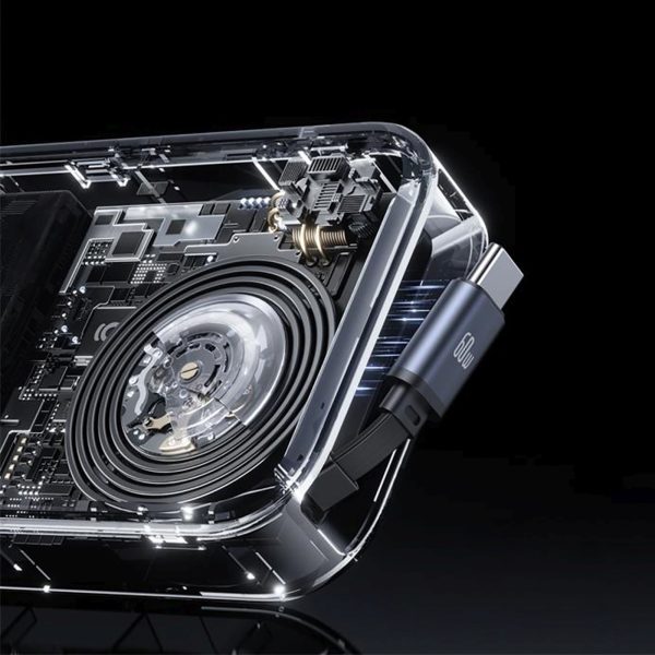 Automašīnas lādētājs ar ievelkamu vadu 6 ierīcēm 60W - melns