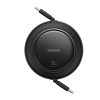 USB-C Free2Pull Mini 100W ievelkams kabelis 1,5 m - melns