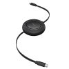USB-C Free2Pull Mini 100W ievelkams kabelis 1,5 m - melns