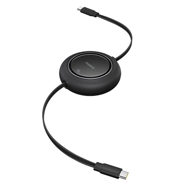 USB-C Free2Pull Mini 100W ievelkams kabelis 1,5 m - melns