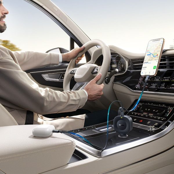 USB-C automašīnas lādētājs ar ievelkamu USB-C kabeli 30W - melns