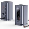 HUB dokstacija 11in1 USB-C HDMI DP USB-A USB-C RJ45 PD Mini Jack 3.5mm ES lādētājs - pelēks
