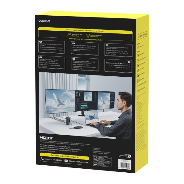 HUB dokstacija 11in1 USB-C HDMI DP USB-A USB-C RJ45 PD Mini Jack 3.5mm ES lādētājs - pelēks