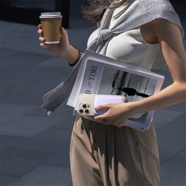 10000mAh 22.5W MagSafe induktīvais pārnēsājamais akumulators ar USB-C kabeli 20V/3A 0.3m - violets