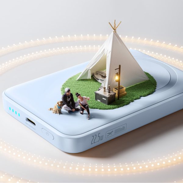 10000mAh 22.5W MagSafe induktīvais pārnēsājamais akumulators ar USB-C kabeli 20V/3A 0.3m - zils