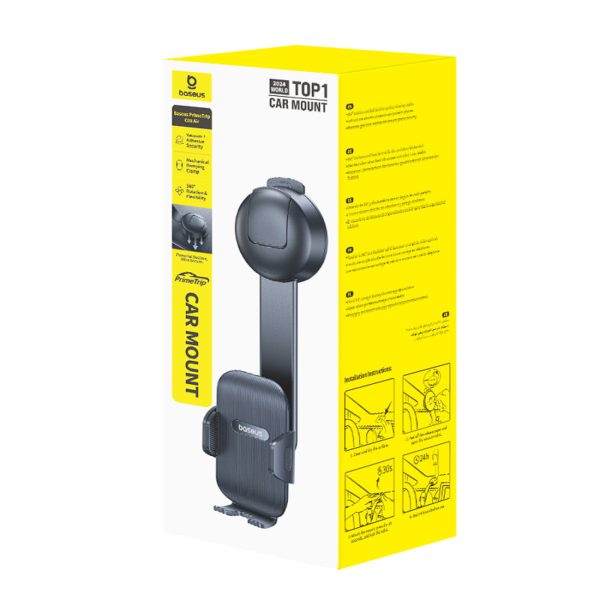 Automašīnas viedtālruņa turētājs ar piesūcekni instrumentu panelim - melns