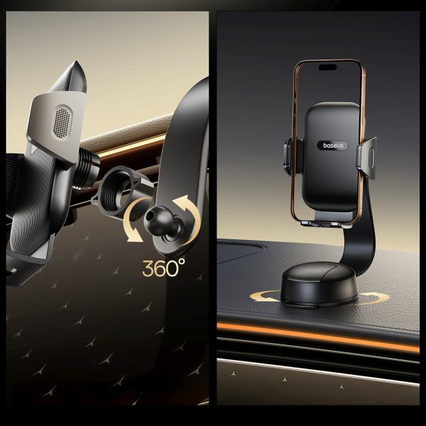 Automašīnas viedtālruņa turētājs ar piesūcekni instrumentu panelim - melns