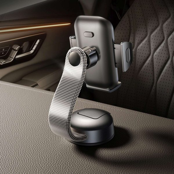 Automašīnas viedtālruņa turētājs ar piesūcekni instrumentu panelim - melns