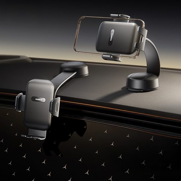 Automašīnas viedtālruņa turētājs ar piesūcekni instrumentu panelim - melns