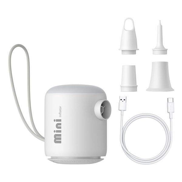Pārnēsājams uzlādējams ceļojumu sūknis ar 4 USB-C uzgaļiem - balts