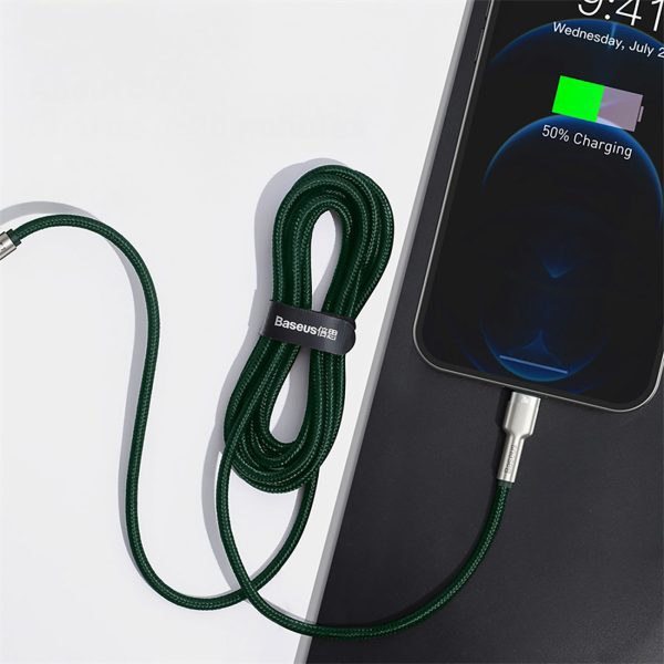 USB-C - iPhone Lightning kabelis Cafule PD 20W 1m - zaļš