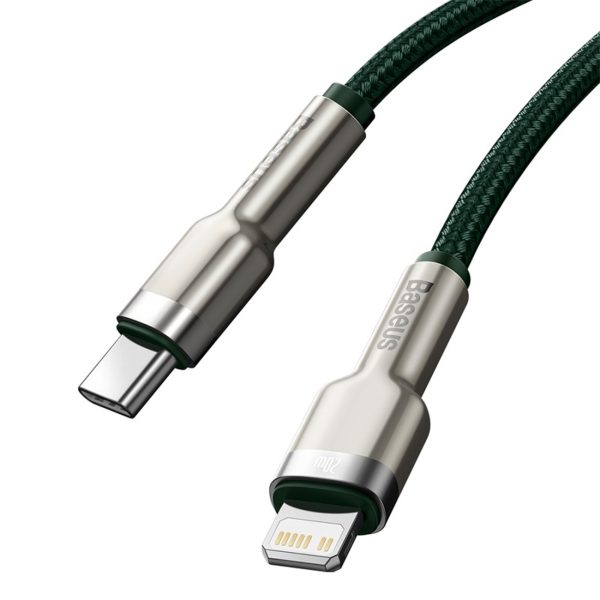 USB-C - iPhone Lightning kabelis Cafule PD 20W 1m - zaļš