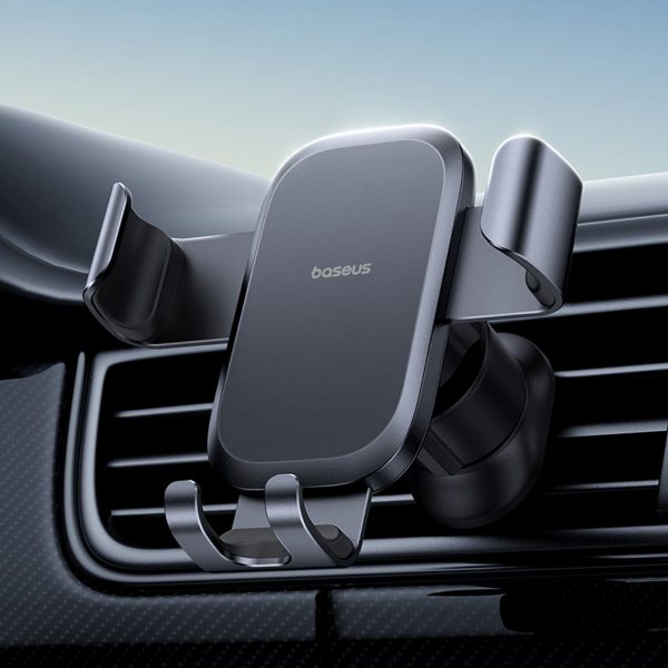 Gravitācijas automašīnas turētājs viedtālrunim uz gaisa atveres - melns