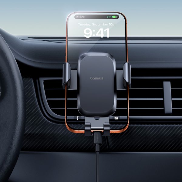 Gravitācijas automašīnas turētājs viedtālrunim uz gaisa atveres - melns