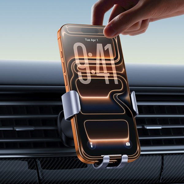 Gravitācijas automašīnas turētājs viedtālrunim uz gaisa atveres - pelēks