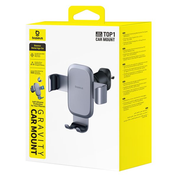 Gravitācijas automašīnas turētājs viedtālrunim uz gaisa atveres - pelēks