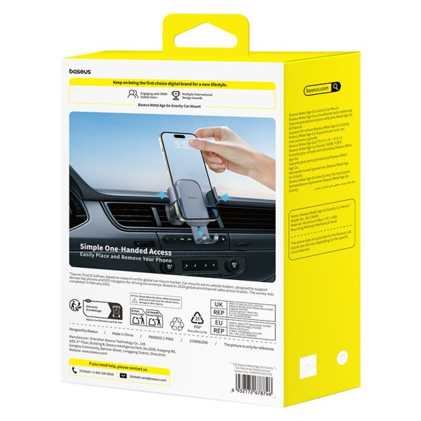 Gravitācijas automašīnas turētājs viedtālrunim uz gaisa atveres - pelēks