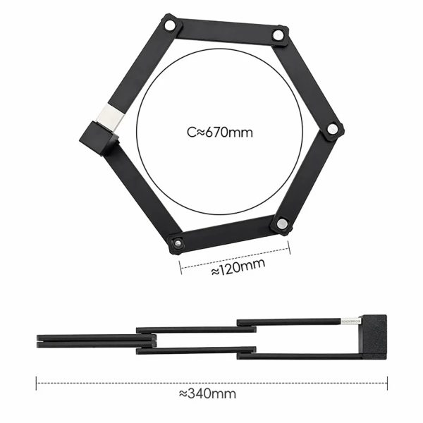 Salokāma bezatslēgas velosipēda slēdzene ar rokturi, 88 cm - melna