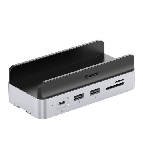 10 vienā dokstacija Mac mini M.2 USB-C USB-A HDMI RJ45 SD/TF — sudrabkrāsas