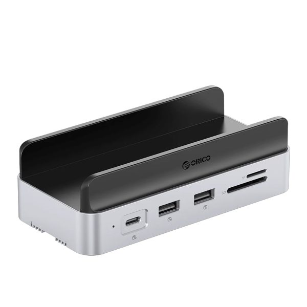 10 vienā dokstacija Mac mini M.2 USB-C USB-A HDMI RJ45 SD/TF — sudrabkrāsas
