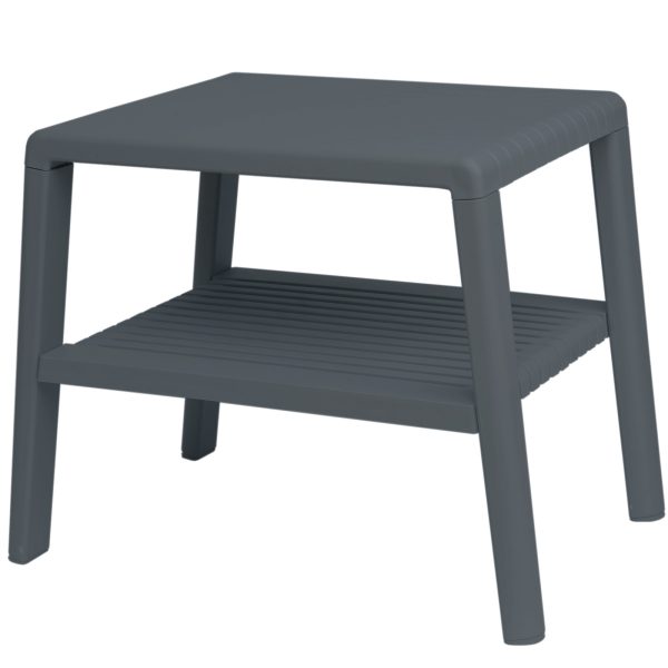 Izturīgs biljarda kafijas galdiņš dārzam vai terasei ar plauktu - ANTRACĪTS