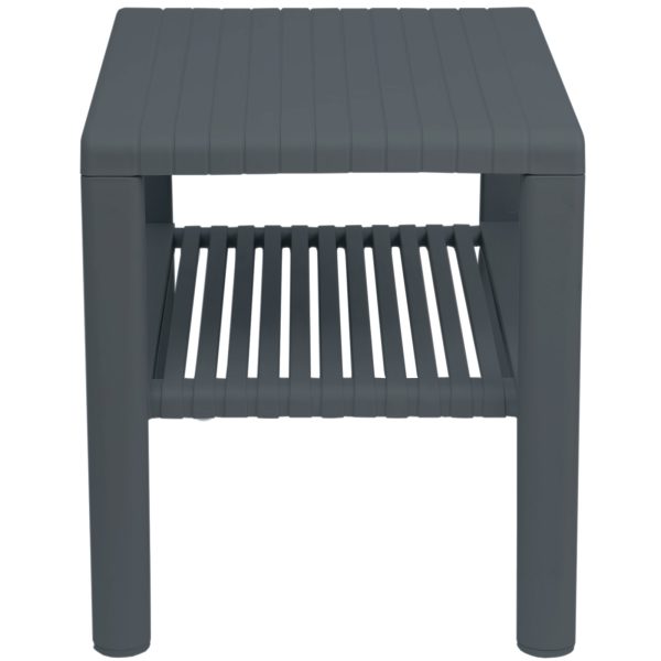 Izturīgs biljarda kafijas galdiņš dārzam vai terasei ar plauktu - ANTRACĪTS