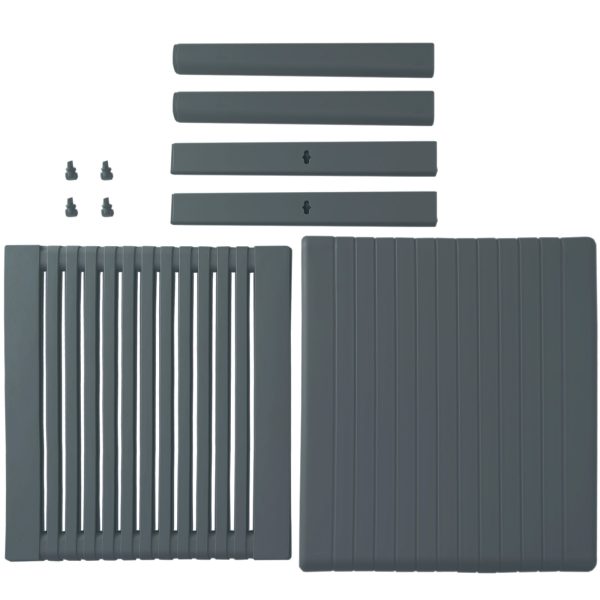 Izturīgs biljarda kafijas galdiņš dārzam vai terasei ar plauktu - ANTRACĪTS