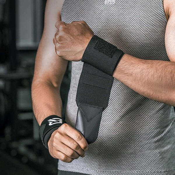 Sporta plaukstas locītavas stabilizējošā josla, melna - 2 gab.